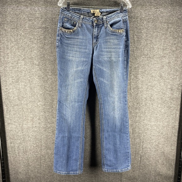 Earl Jeans Womens 8 Blue‎ Stretch Mid Rise Stretch Straight Western Cowgirl - Picture 1 of 12